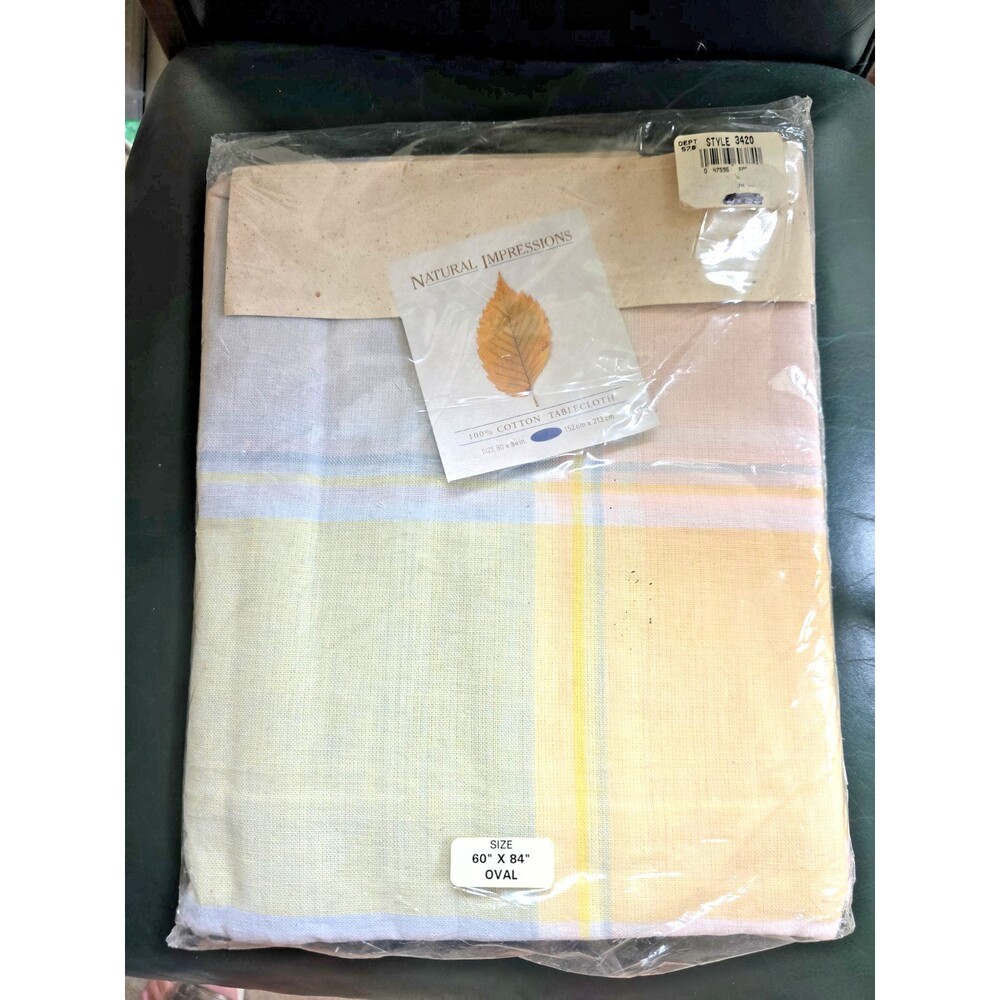 Natural Impressions Jacquard Tablecloth Oval 60 x 84" 100% Cotton NEW